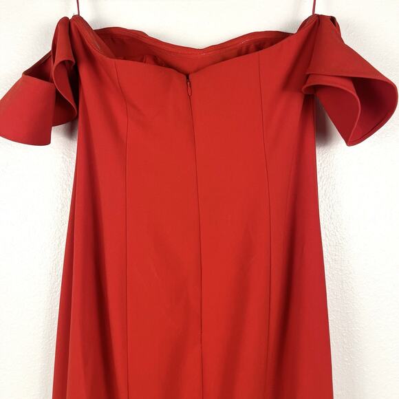 Likely Size 4 Red Flutter Sleeve Sweetheart High-Low Sunset Cocktail Dress Gown - Picture 6 of 7